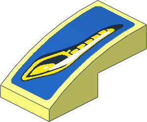 Slope Brick Curved  2 x  1 with Yellow Headlamp on Blue Background Left Sticker