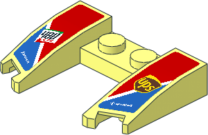 Wedge  3 x  4 x  0.667 with 488 GTE and UPS Logos on Blue Triangle on Red Background Sticker