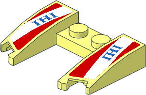 Wedge  3 x  4 x  0.667 with Blue "IHI" in White Stripe on Red Background Sticker