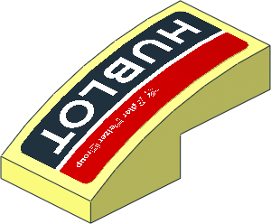 Slope Brick Curved  2 x  1 with White Logos on Black and Red Background Right Sticker