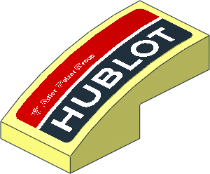 Slope Brick Curved  2 x  1 with White Logos on Black and Red Background Left Sticker