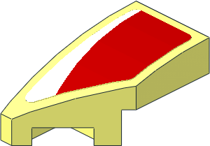 Slope Brick Curved  2 x  1 with Cutout Left with White Arc on Red Background Left Sticker