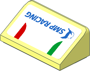 Slope Brick 31  1 x  2 x  0.667 with Blue SMP Racing Logo and Green Red Stripes on White Background Sticker