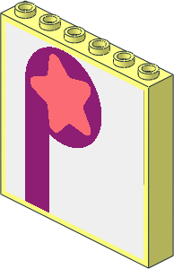 Panel  1 x  6 x  5 with Coral Star on Magenta Circle and Stripe Sticker