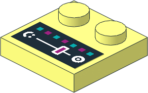 Plate  2 x  2 with 2 Studs on One Edge with Dark Turquoise and Magenta Buttons and Slider Sticker