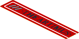 Sticker  0.8 x  3.7 with Black "THE ARTIMUS" and Diagonal Vent Grille Left