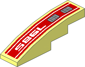 Slope Brick Curved  4 x  1 with White "7985" and Double Grille Left Sticker