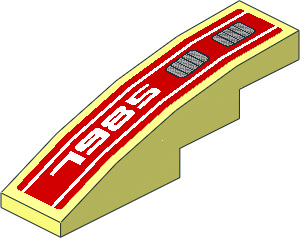 Slope Brick Curved  4 x  1 with White "7985" and Double Grille Right Sticker