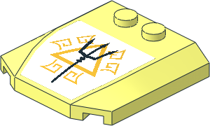 Wedge  4 x  4 x  0.667 Curved with Black Trident, Gold Triangle and Symbols Sticker