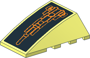 Wedge  4 x  4 Triple Curved without Studs with Atlantis Orange Lobster Carapace Sticker