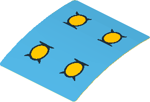 Sticker  1.8 x  1.7 with Four Bright Light Orange Buttons (Formed)