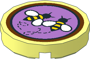 Tile  2 x  2 Round with Two Bees on Medium Lavender Background Sticker