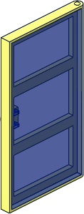 Door  1 x  4 x  6 with  3 Panes with TransDarkBlue Glass