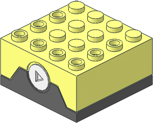 Electric Sound Brick  4 x  4 x  1.667 with Dark Bluish Grey Bottom and Rubber White Button Pattern
