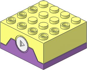 Electric Sound Brick  4 x  4 x  1.667 with Medium Lavender Bottom and Rubber White Button Pattern