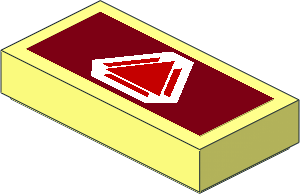 Tile  1 x  2 with Red and White Triangle on Dark Red Background Sticker