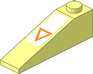 Slope Brick 18  4 x  1 with Orange Triangle on White Background Sticker