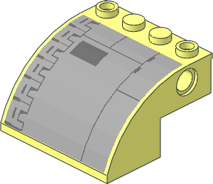 Slope Brick Curved  4 x  4 x  2 with Panels and Lines Right Sticker