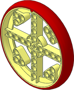 Wheel 14 x 80 with  4 Spokes with Integral Red Tyre Pattern