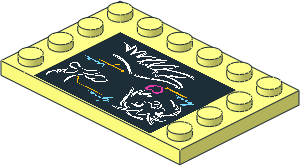 Plate  4 x  6 with 12 Studs on Three Edges with Classroom Blackboard with Owl Head, Leg and Wing Sticker