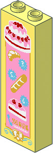 Brick  1 x  2 x  5 with Cakes, Bread and Croissant Sticker