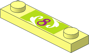 Plate  1 x  4 with Two Studs with Magenta "8" Sticker