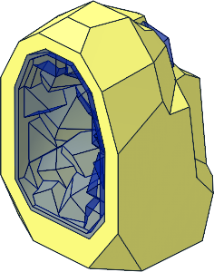 Rock  1 x  1 Geode with Trans Dark Blue Crystal Interior Pattern