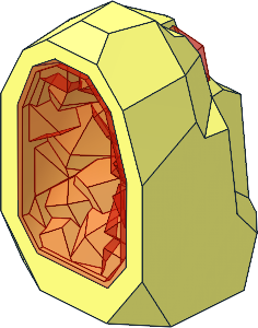 Rock  1 x  1 Geode with Trans Red Crystal Interior Pattern