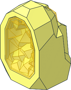 Rock  1 x  1 Geode with Trans Yellow Crystal Interior Pattern