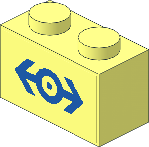 Brick  1 x  2 with Blue Train Logo Sticker