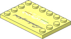 Plate  4 x  6 with 12 Studs on Three Edges with "Lamborghini Sian FKP 37" Pattern