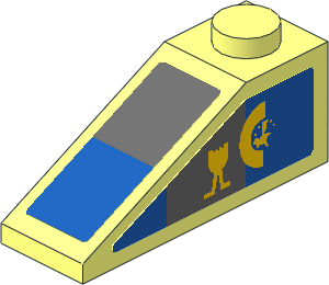 Slope Brick 33  3 x  1 with Blue and Dark Bluish Grey Panels and Yellow Markings Stickers