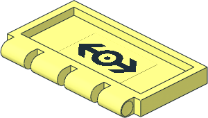 Hinge Tile  2 x  4 with Ribs with Black Train Logo Sticker on Bottom