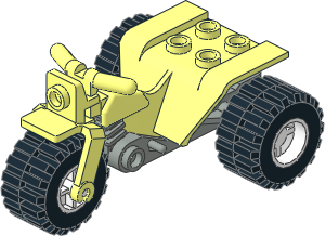 Bike  3 Wheel Motorcycle with Light_Grey Motor and White Wheels