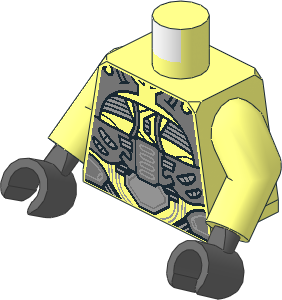 Minifig Torso with Arms and Hands with Suit with Silver Panels and Light Bluish Grey Straps Pattern