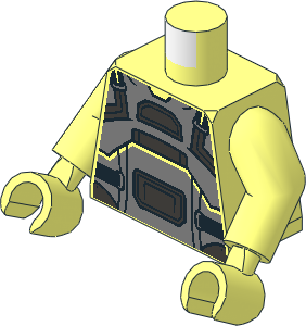 Minifig Torso with Arms and Hands with Silver and Metallic Dark Grey Armour Pattern