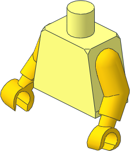 Minifig Torso with Yellow Arms with Integral Hand (Down Position) Pattern