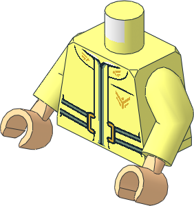 Minifig Torso with Arms and Hands with Jacket with Black Seams, Light Green Belt and Gold Buckle and Atreides Hawk Crest Pattern