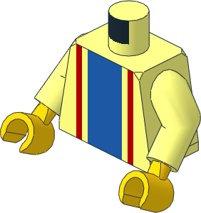 Minifig Torso with Arms and Hands with Vertical Striped Blue/Red Pattern