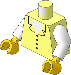 Minifig Torso with Arms and Hands with White Shirt and Jacket Pattern