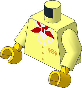 Minifig Torso with Arms and Hands with Train Jacket and Red Neckerchief and Bold Train Logo Pattern