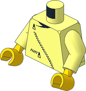 Minifig Torso with Arms and Hands with Black Diagonal Zip and Pocket Pattern