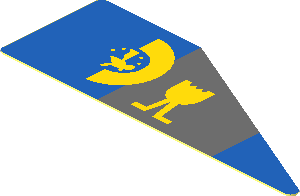 Sticker  0.8 x  2.6 Triangular with Blue and Dark Bluish Grey Panels and Yellow Markings Left