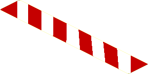 Sticker  0.9 x  5.9 with Red and White Danger Stripes Leaning Left
