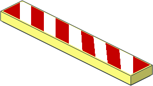 Tile  1 x  6 with Red and White Danger Stripes Leaning Left Sticker