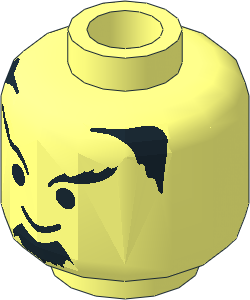 Minifig Head with Black Goatee, Eyebrows and Hair Pattern