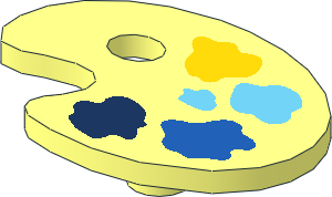 Minifig Paint Palette with Yellow and Blue Paint Spots Pattern