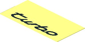 Sticker  0.8 x  1.8 with Black "turbo" on Transparent Background