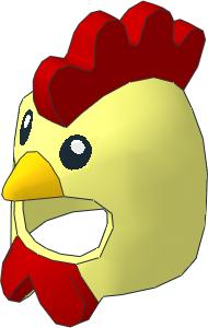 Minifig Headdress Chicken with Yellow Beak and Red Comb and Wattles Pattern