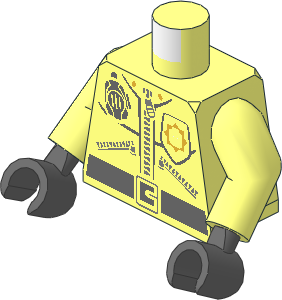 Minifig Torso with Arms and Dark Bluish Grey Hands with Zippers, Badge with Minifig Head, Radio and Belt Pattern